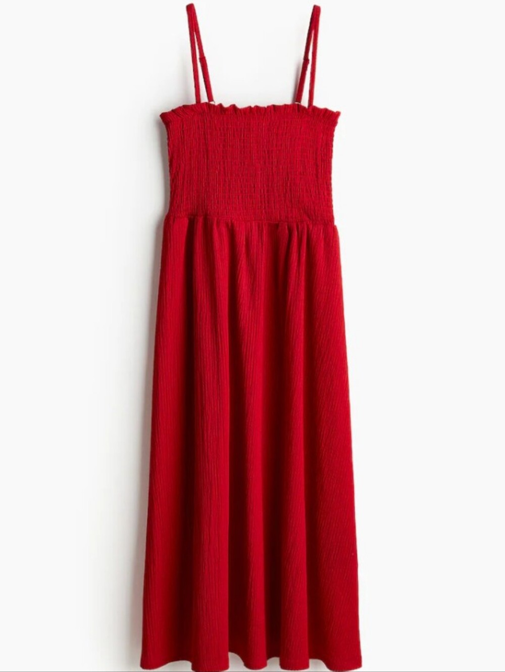 H&M XL Red Smocked Maxi Dress with Adjustable Straps